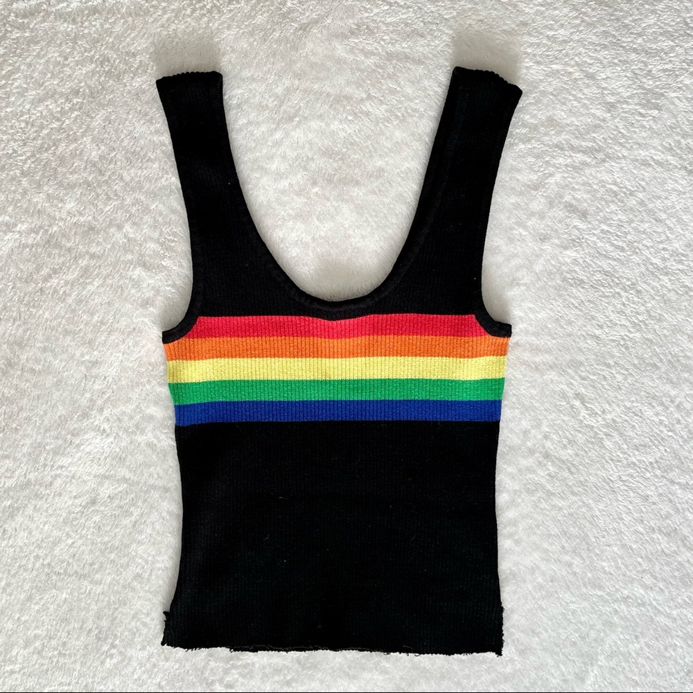 Rainbow Long Ribbed Cropped Tank